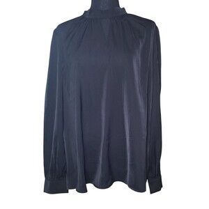 Allegra K NEW w/ Tags Women's XL Black Longsleeve Mock Neck Keyhole Blouse Shirt